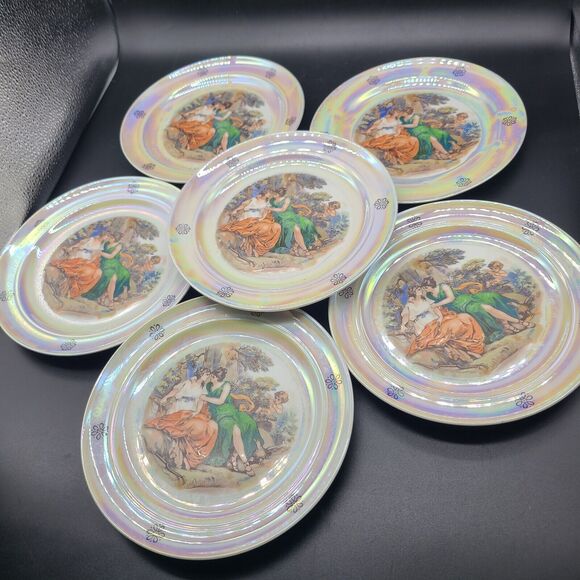 set (6) JLMENAU Porcelain Madonna Antique Plates 7.5